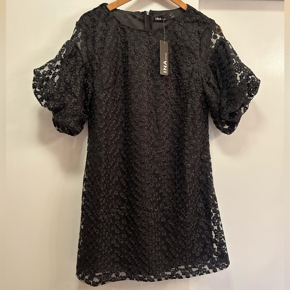 Ina NWT black mini dress, lace, lined